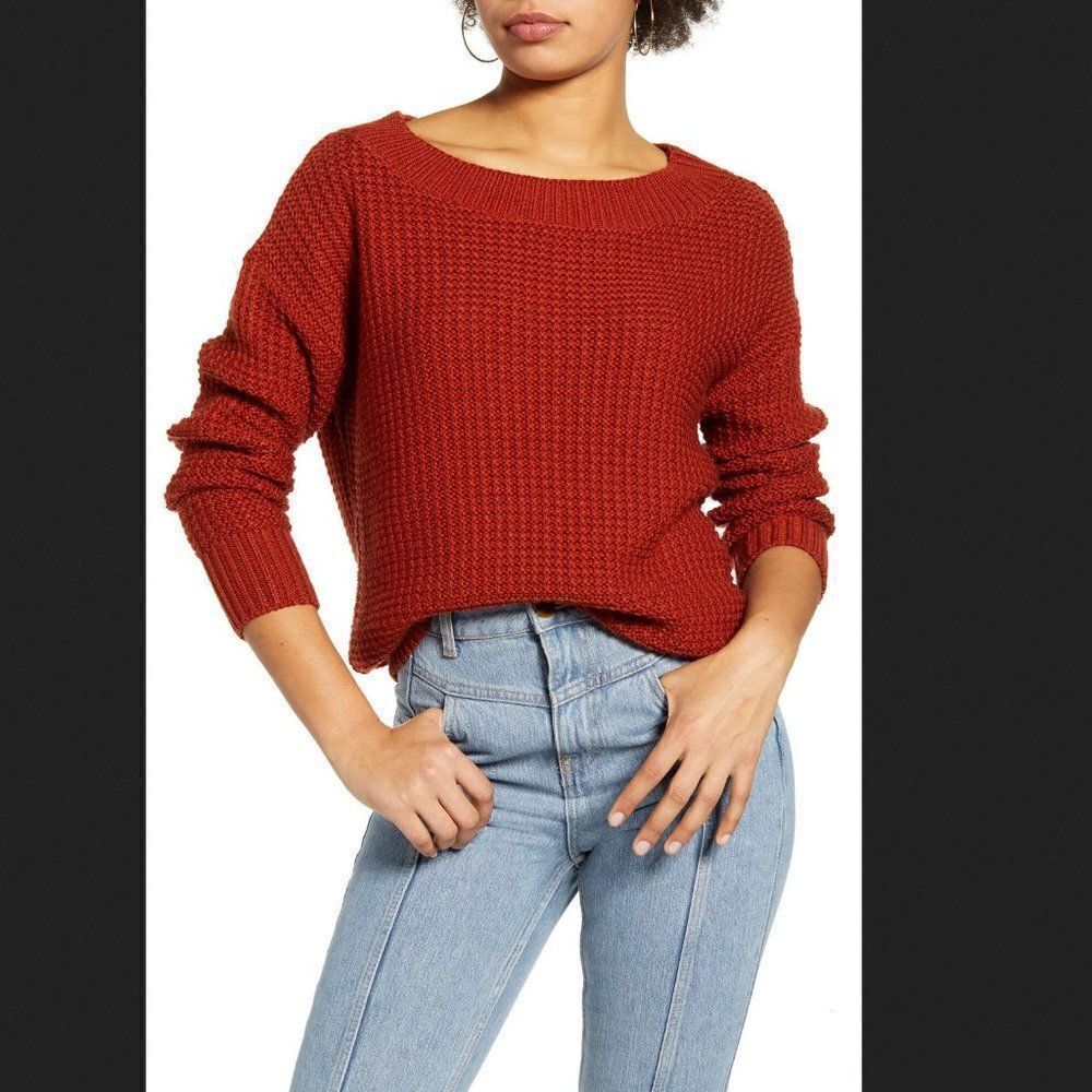 Leith Shaker Stitch Ballet Neck Sweater Size XS‎